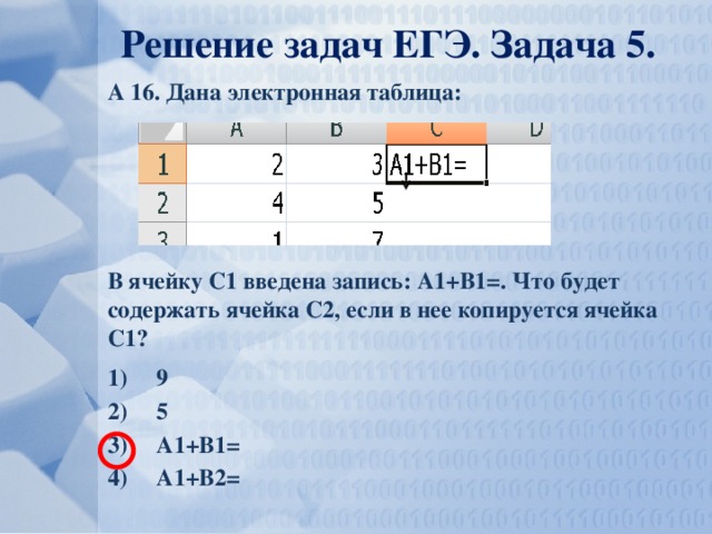 Электронные таблицы 9 класс