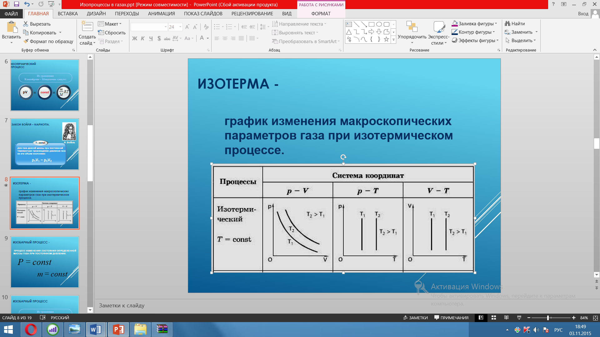 Изопроцессы в газах